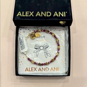 Alex and Ani Holiday Bow beaded bracelet. Gold and Purple Women's Bracelet